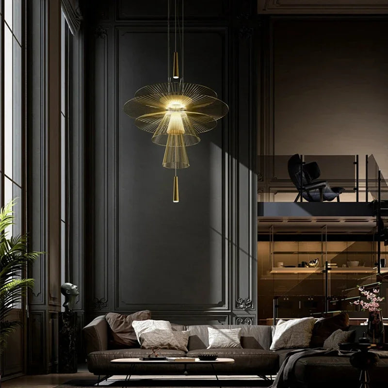 Metal Cord Pendant Chandelier for Loft Luxury Home Decor Lighting