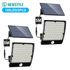 Solar Motion Sensor Flood Lights - Waterproof Outdoor LEDs, 3 Modes
