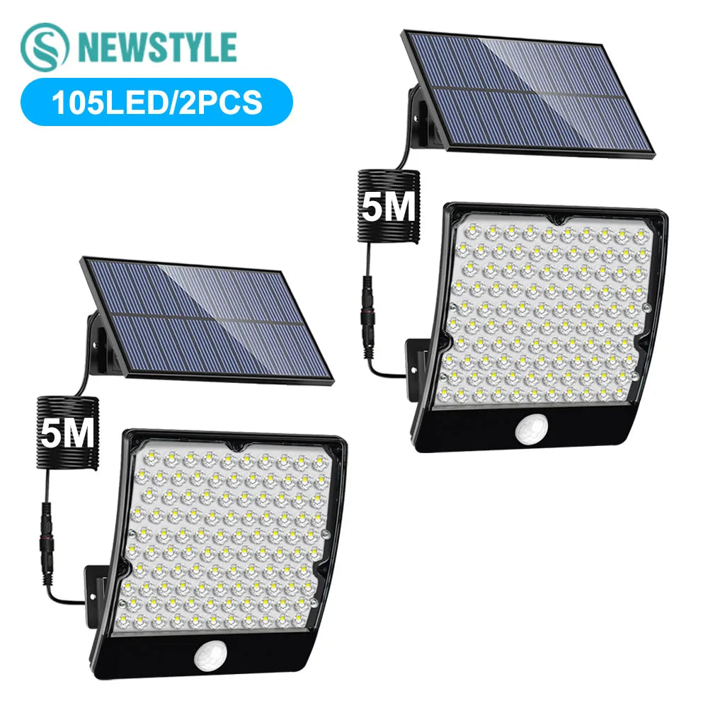 Solar Motion Sensor Flood Lights - Waterproof Outdoor LEDs, 3 Modes