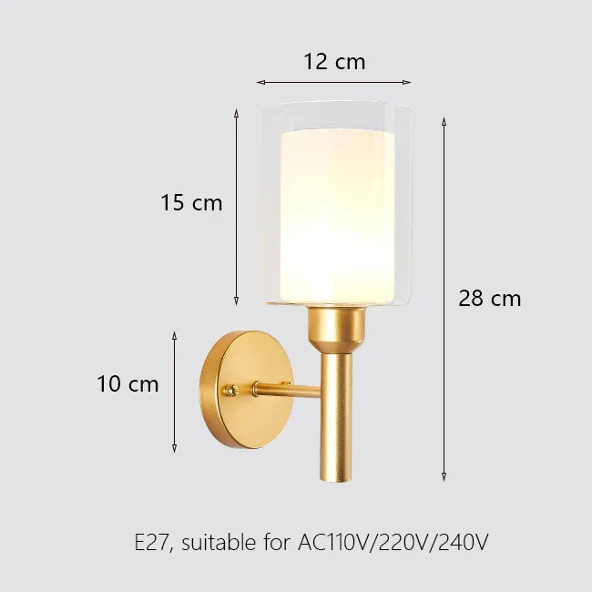 Iron Wall Lamp with Glass Ball, Elegant Sconce Light for Home Stairs and Reading