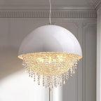 Crystal Tassel Iron Chandelier: Luxury LED Hanging Lamp for Living Room & Restaurant