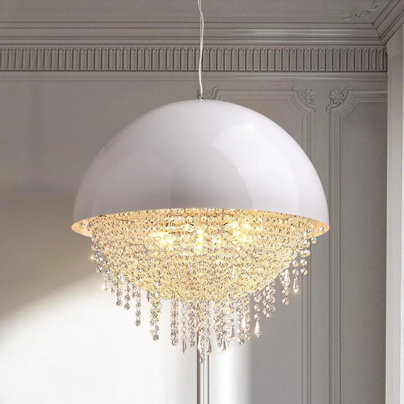 Crystal Tassel Iron Chandelier: Luxury LED Hanging Lamp for Living Room & Restaurant