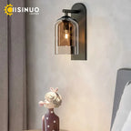 Vintage Glass Wall Sconce for Home Decor, E27 Vanity Lighting for Bedroom or Hallway