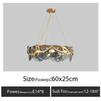 Nordic Light Luxury Smoke Grey Glass Chandelier for Bedroom and Dining Room