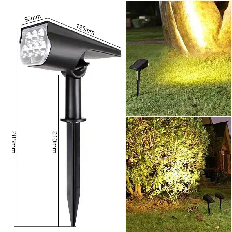 Solar Powered 7LED Spotlight: Adjustable, Waterproof Outdoor Landscape Wall Light.