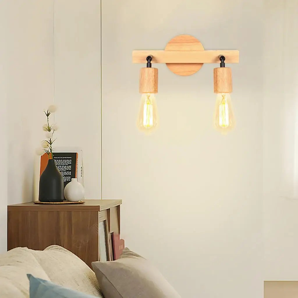 Wood Double Heads Wall Lamps - Modern Nordic Indoor Lighting Sconces