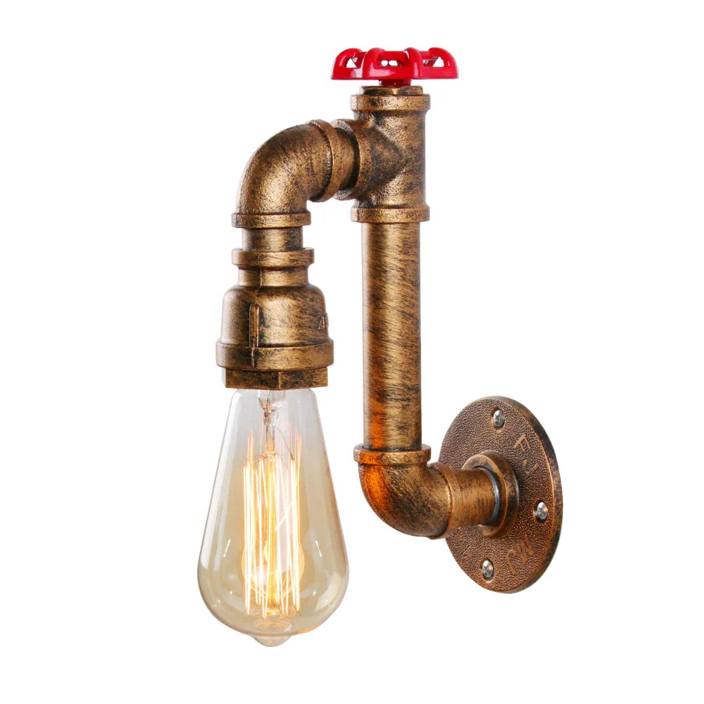 Vintage Industrial LED Water Pipe Wall Light for Home Cafe Bar Bedroom Decor
