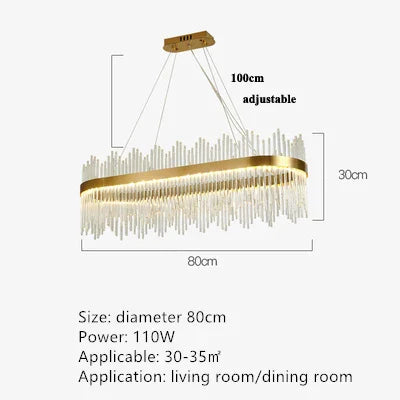 Crystal Pendant Chandelier: Remote Control Dimmable LED Lighting