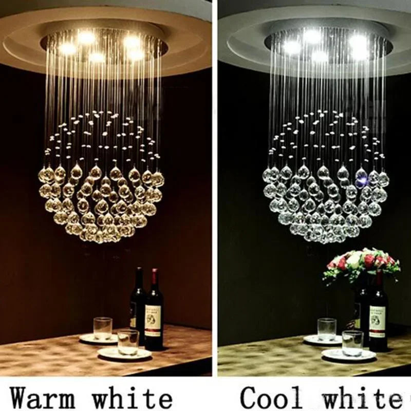 Crystal Ball Ceiling Chandelier: Elegant LED Light Fixture for Home Decor