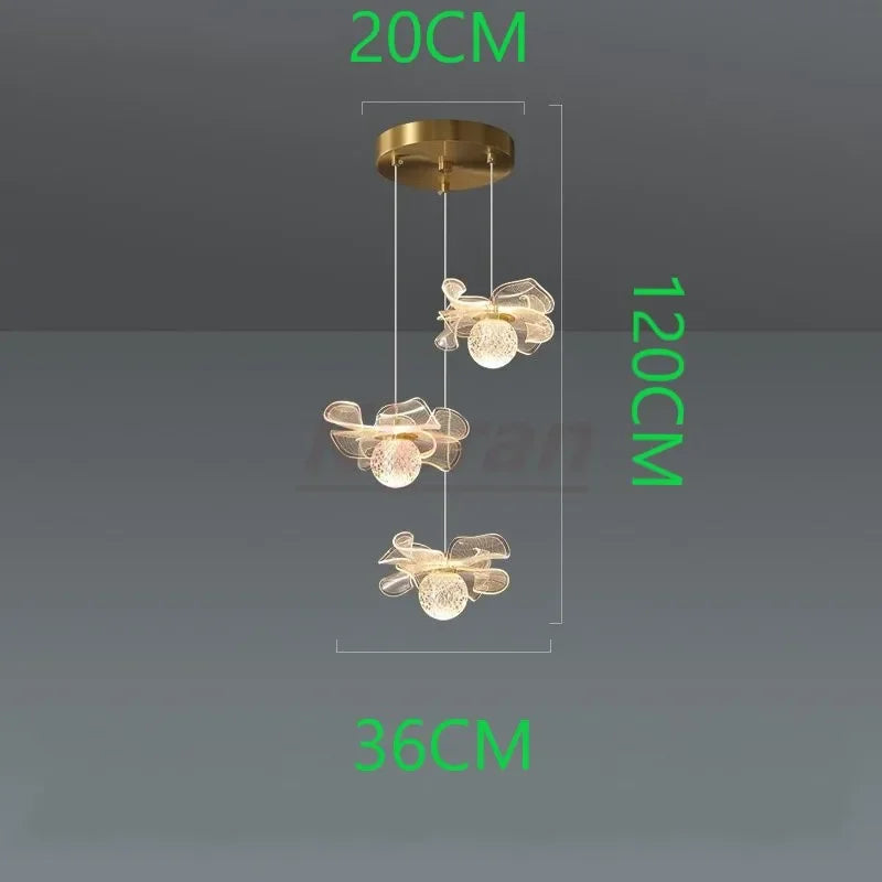 Butterfly LED Chandelier Copper Pendant Light for Bedroom Living Room Decoration