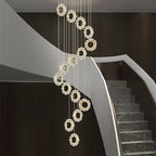 Modern Flower Ring LED Chandelier for High-Rise Duplex Living & Dining Rooms