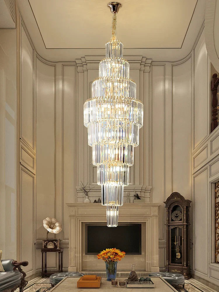 Crystal Pendant Chandelier for Hotel Lobby - Luxury Hollow Design - Nordic Villa Style