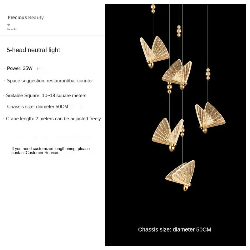 Butterfly Pendant Lamps: Modern Luxury Staircase Bedroom Decor Fixtures