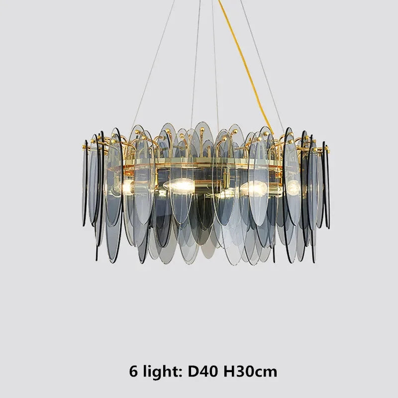 Gold Metal Chain LED Pendant Lights for Modern Luxury Living Room