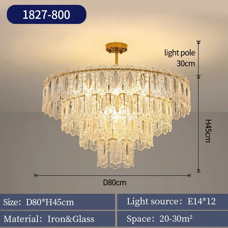 Romantic Glass Chandelier Luxury Ceiling Pendant Light Fixture