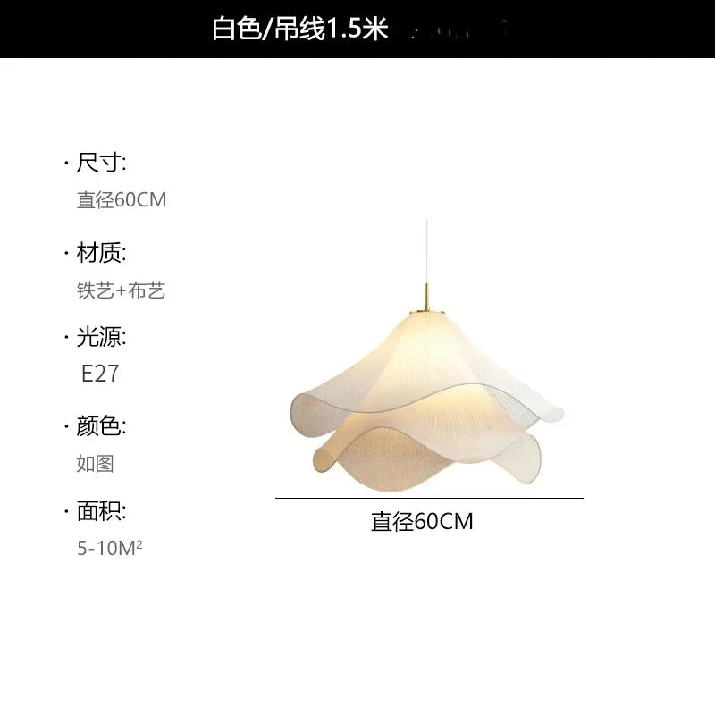 Fabric Pendant LED Light: Nordic Designer Hanging Lamp for Bedroom Decor