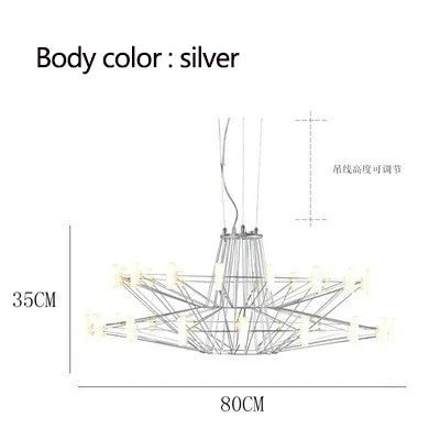 Luxe Iron Wire Round LED Chandelier for Living & Dining Room