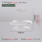 Round Ring LED Chandelier for Dining Room Bedroom Living Room Modern Nordic Decor