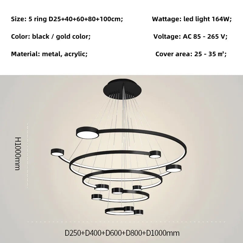 LED Ring Chandelier: Modern Nordic Hanging Light for Dining, Living Room, and Lobby