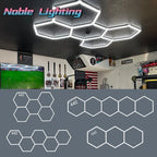 Honeycomb Hexagon LED Garage Light: Bright Ceiling Lighting for Auto Body Repair & Workshop.