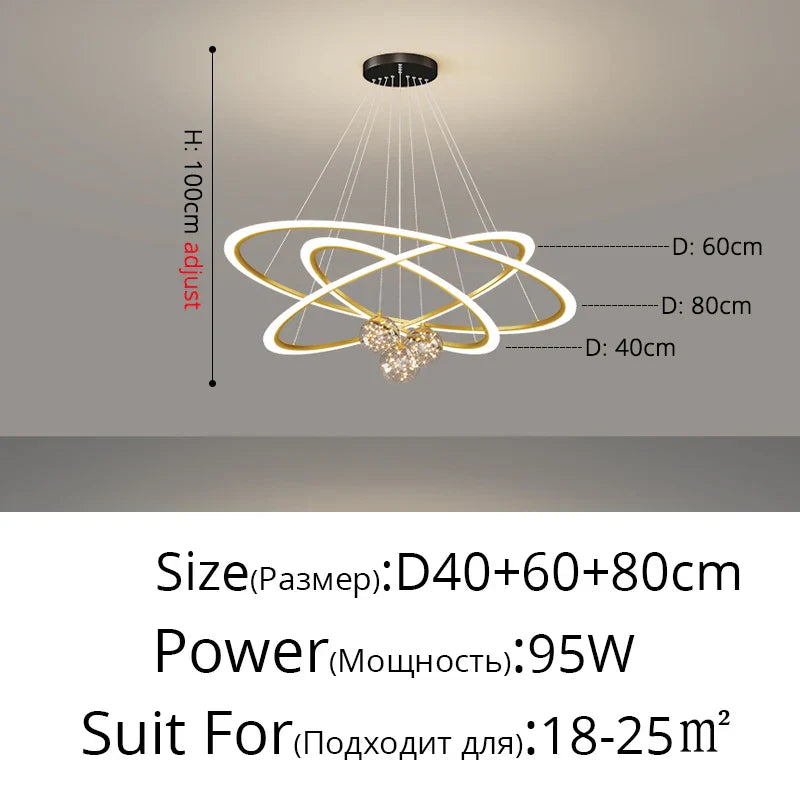 Circle Ring Pendant Light Chandelier Modern Living Room Bedroom Lamps Ceiling Luminaire