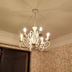 White Farmhouse Chandelier 6 Lights Modern French Country Dining Room Candle Chandelier