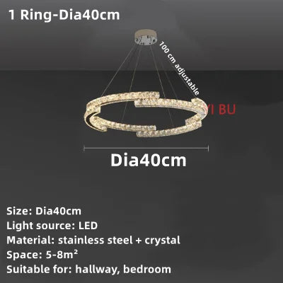 Crystal Ceiling Chandelier: Modern Stainless Steel LED Indoor Lighting for Living Room & Bedroom