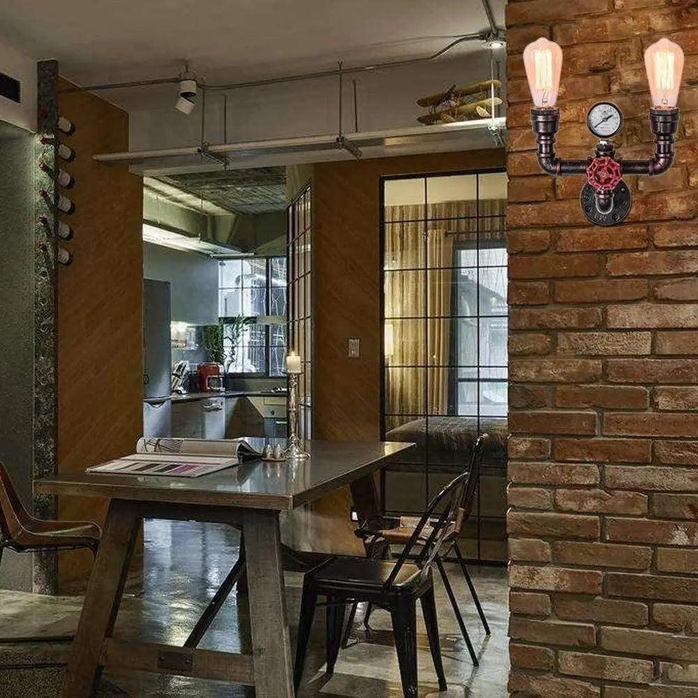 Retro Loft Water Pipe LED Wall Light - Multi Lights Industrial Iron Lamp