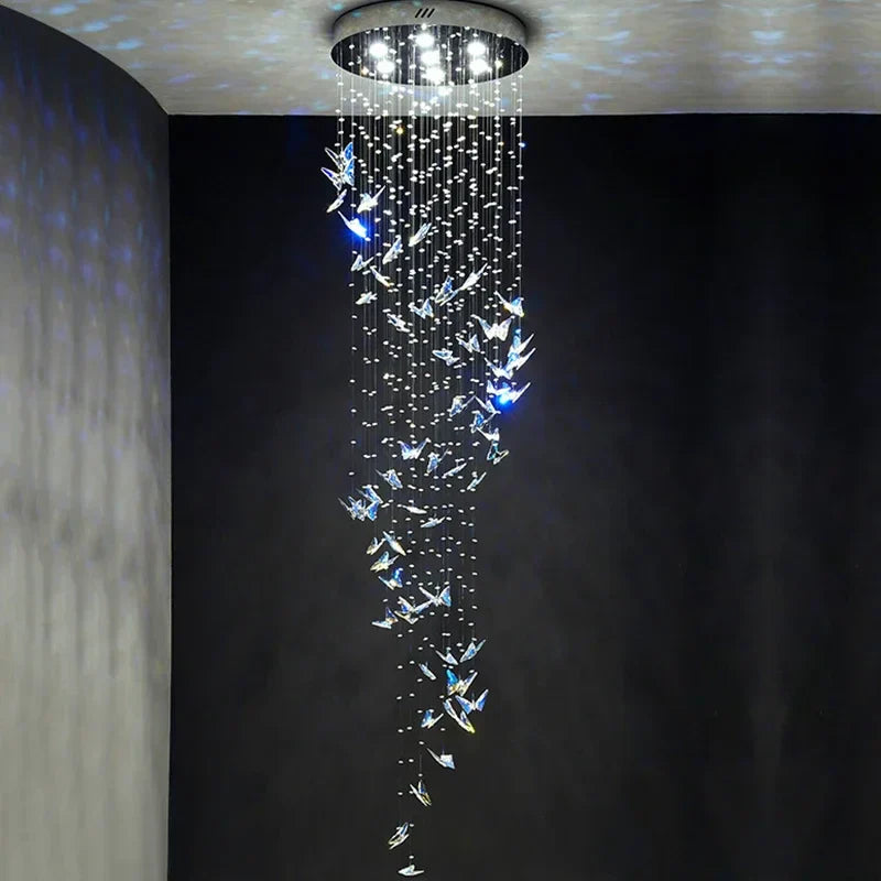 Crystal Staircase Chandelier: Luxury LED Hanging Lamps for Modern Living Room
