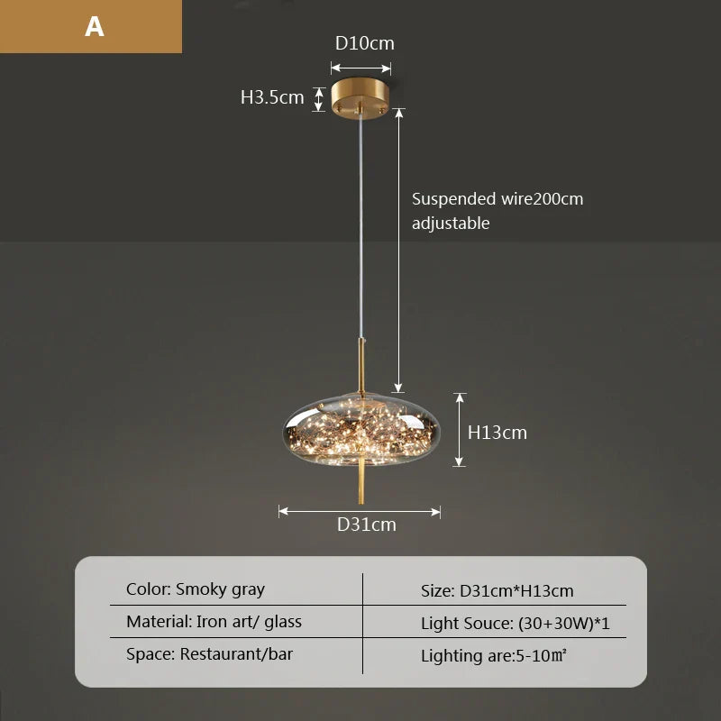 Modern Net Red Glass Bedside Chandelier with Luxury LED Lights