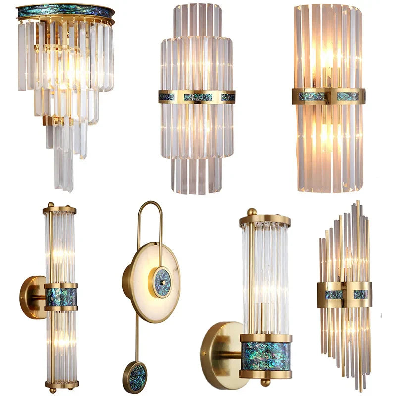 Shell Glass Rod Wall Lamp Modern Light Living Room Bedroom Study LED Lighting