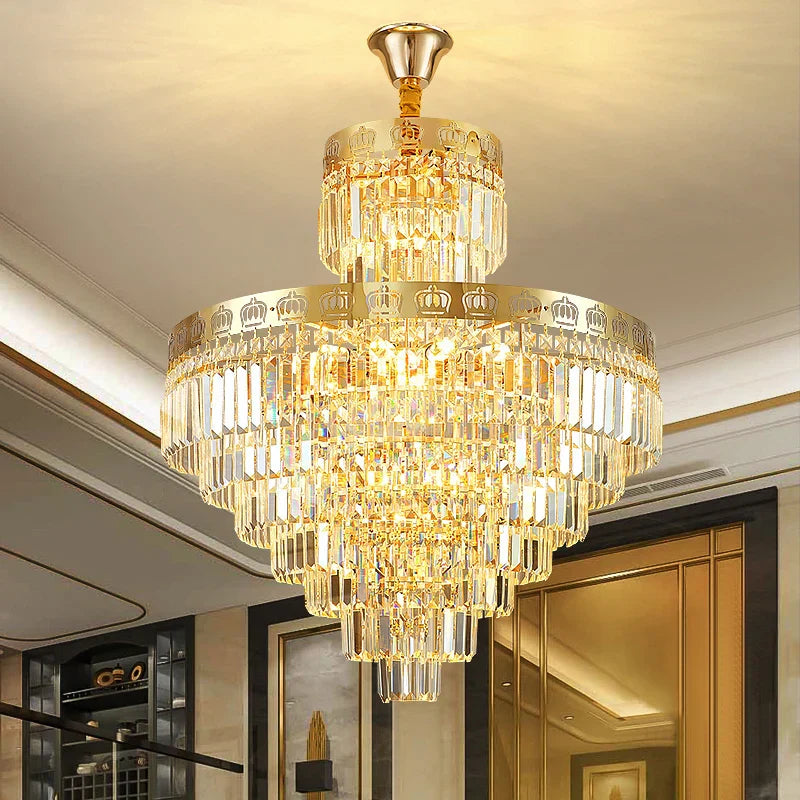 Crystal Duplex Chandelier for Luxury Hollow Living Room Décor