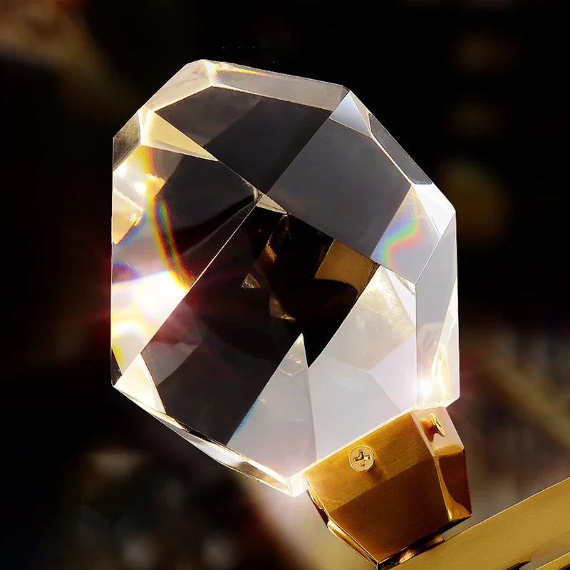 Diamond Crystal Chandelier: Luxury Gold LED Lighting for Staircase & Living Room