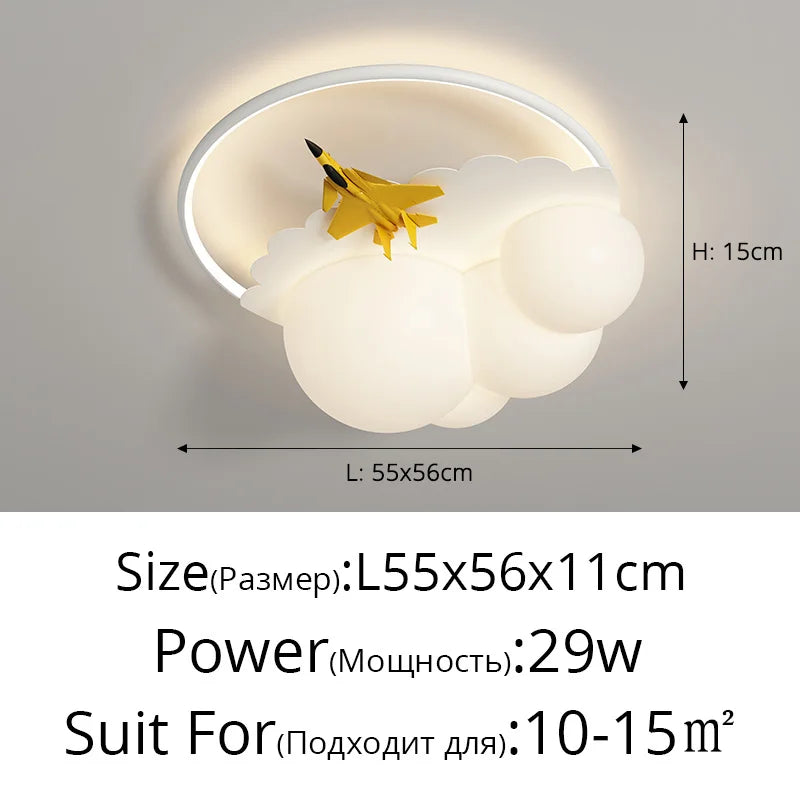 Kids Cloud Airplane Chandelier Ceiling Light for Children's Bedroom