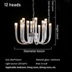 U Shaped Glass Ceiling Chandelier for Luxury Living Room, Villa Parlor, Kitchen - LED Hanging Lamp