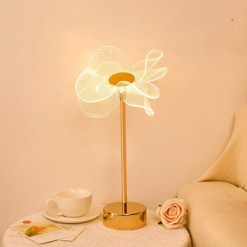 Butterfly Gold Acrylic LED Desk Lamp for Artful Living Room Night Light