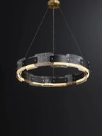 Runner Crystal Glass Chandelier, Modern LED Art in Black & Gold