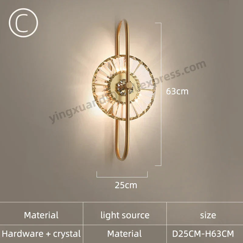 Crystal Wall Light: Minimalist Bedside Loft Wall Sconce for Living Room