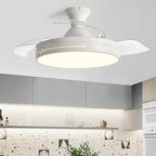 White Ceiling Fan Light with Hidden Fan, Remote Control for Bedroom and Restaurant