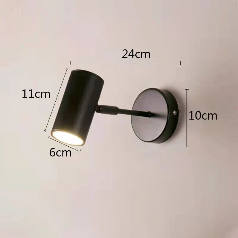 Nordic Bedroom Wall Sconce Lamp Rotating Spotlight in Gold Black