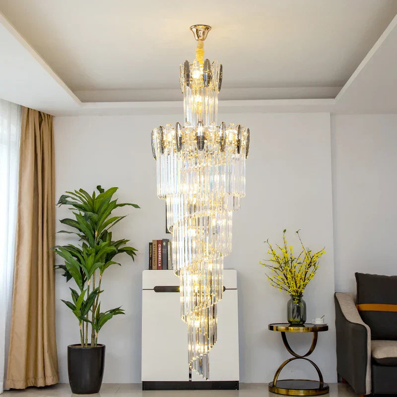 Crystal Chandelier: Modern Minimalist Duplex Living Room Luxury Light