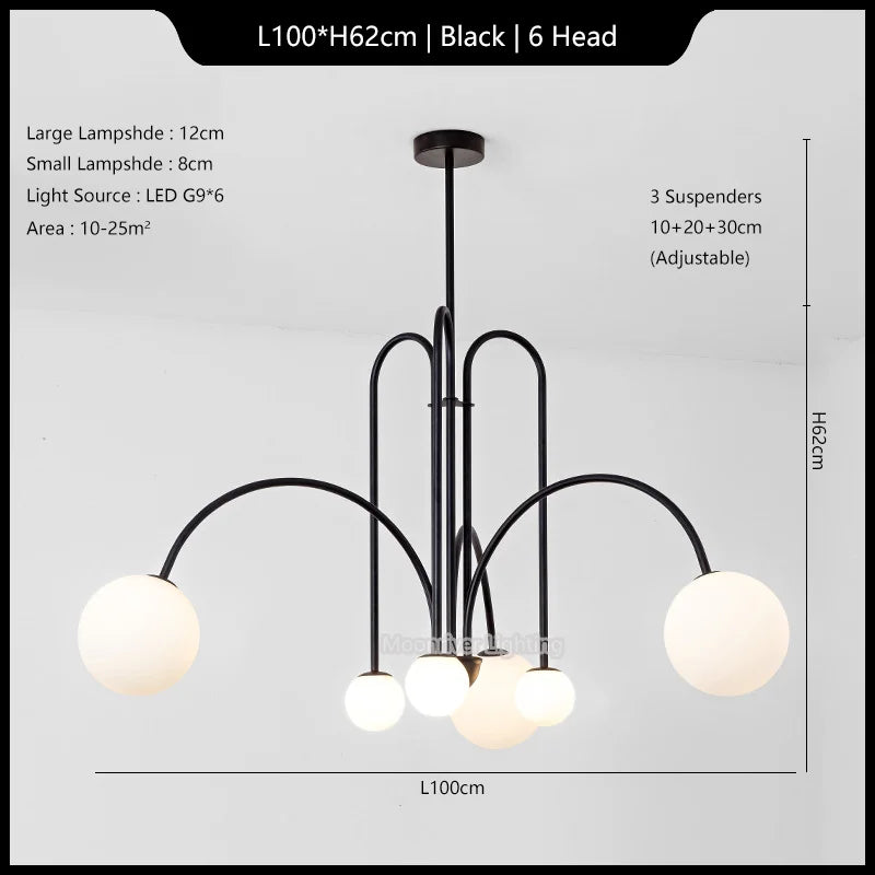 Modern Iron Glass Pendant Chandelier for Home Décor