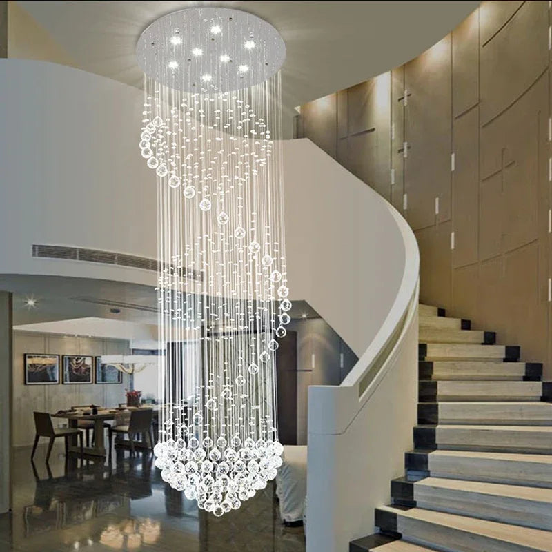 Crystal Chandelier: Modern LED Staircase Light for Living Room and Lobby