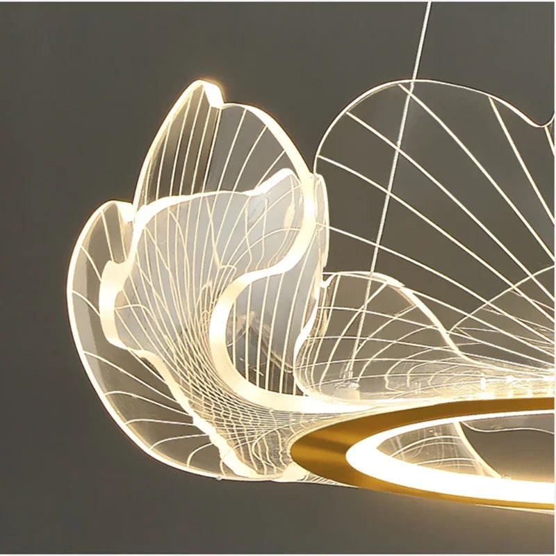 LED Lotus Leaf Ring Ceiling Chandelier by - Modern Living Room Dining Pendant Light