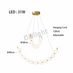 Modern LED Copper Ceiling Chandelier White Ball Pendant Light Fixtures