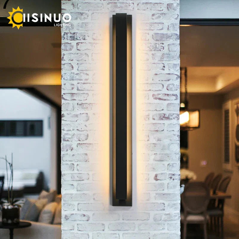 Outdoor Black Aluminum Wall Light LED Waterproof Linear Porch Lamp