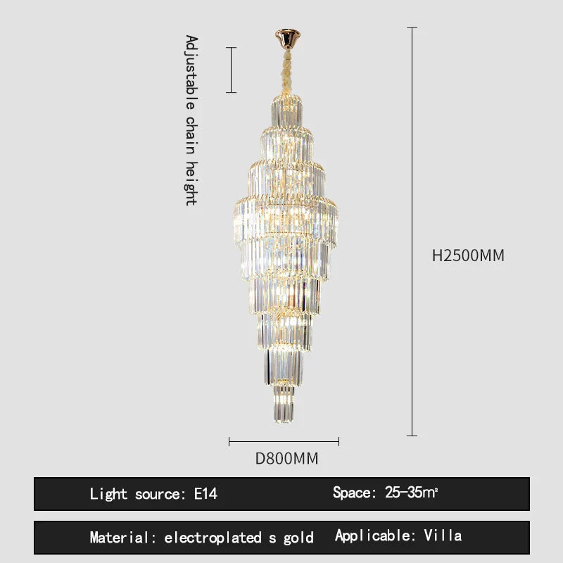 Crystal Pendant Chandelier for Hotel Lobby - Luxury Hollow Design - Nordic Villa Style