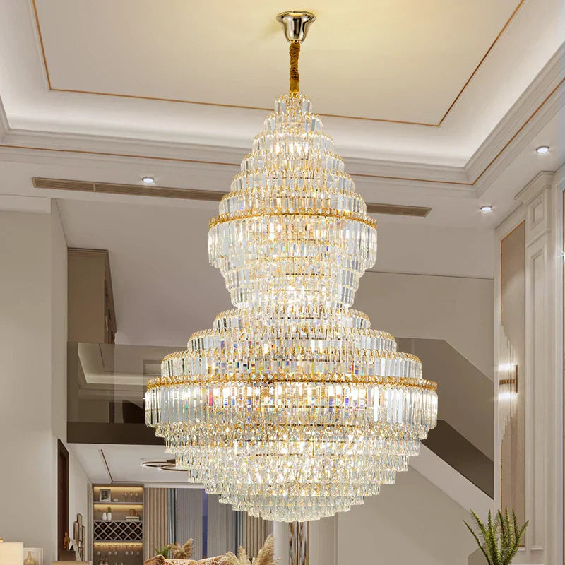 Crystal Hollow Chandelier for Luxury Living Room and Stair Lamps