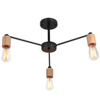Industrial Rod Iron Wood Sputnik Chandelier Ceiling Lamp LED E27 Home Lighting