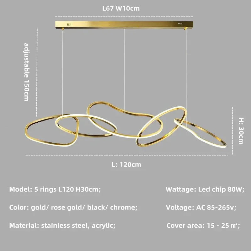 Rose Gold Maillon Pendant Light for Minimalist Dining Room Décor